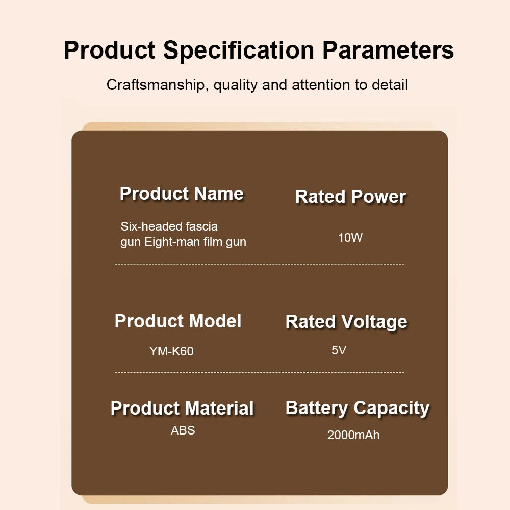 High-Frequency Six-Head Fascia Gun